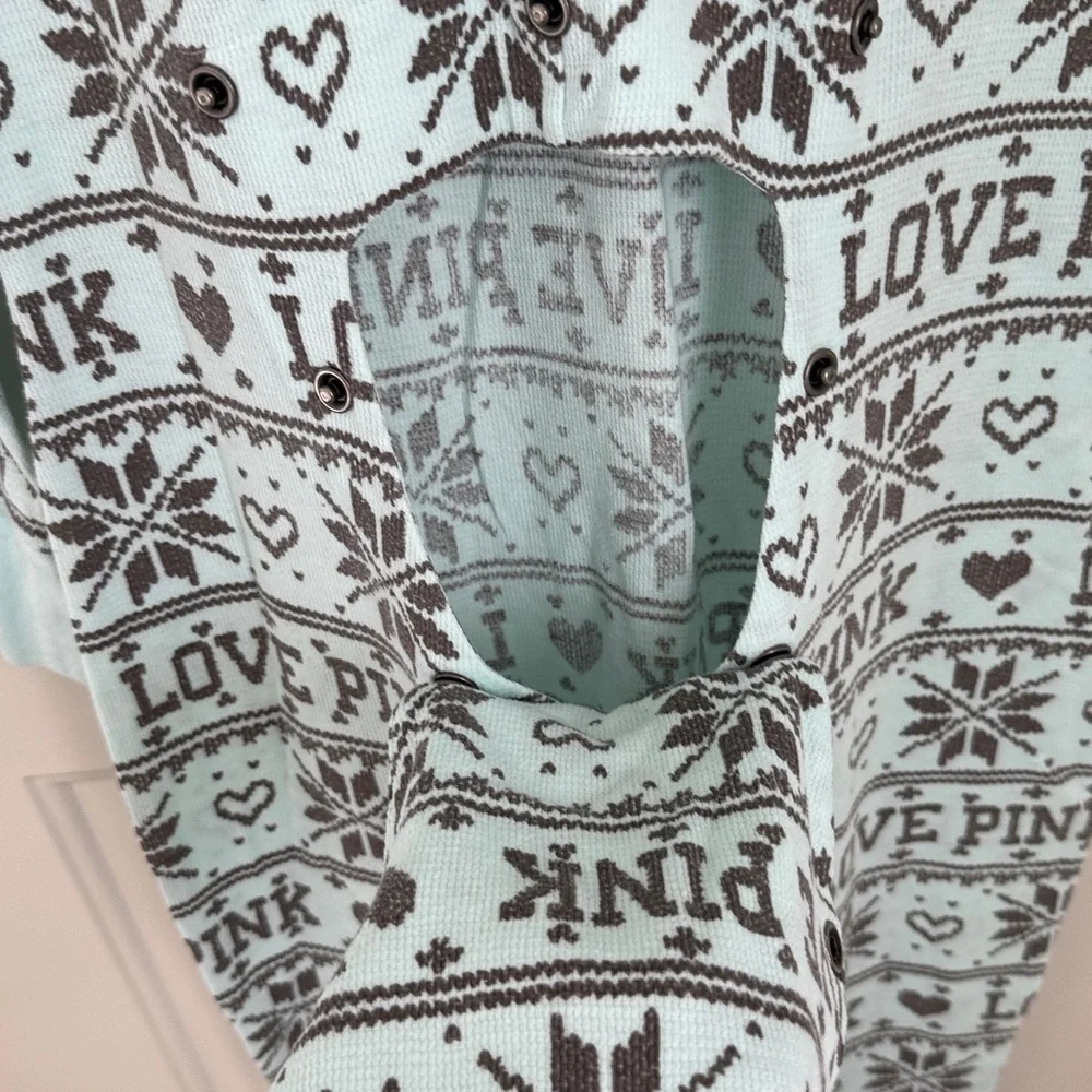 Pink Victoria's Secret Fair Isle Thermal Onesie Long Johns  Butt Flap - Medium